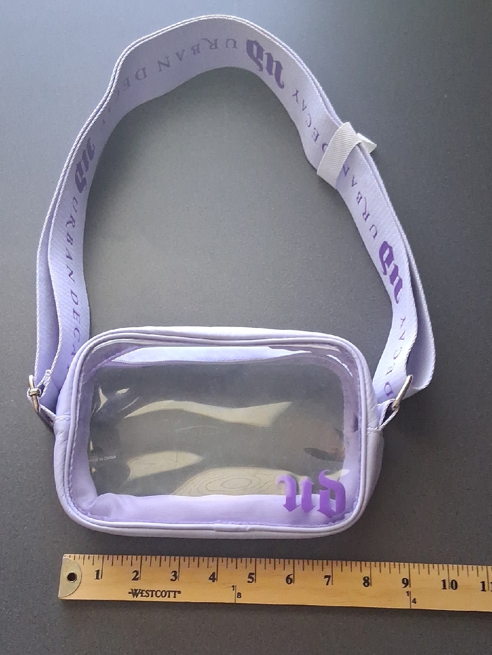 New*Urban Decay Cosmetics Clear Purple Crossbody Adjustable Bag - Picture 6 of 6
